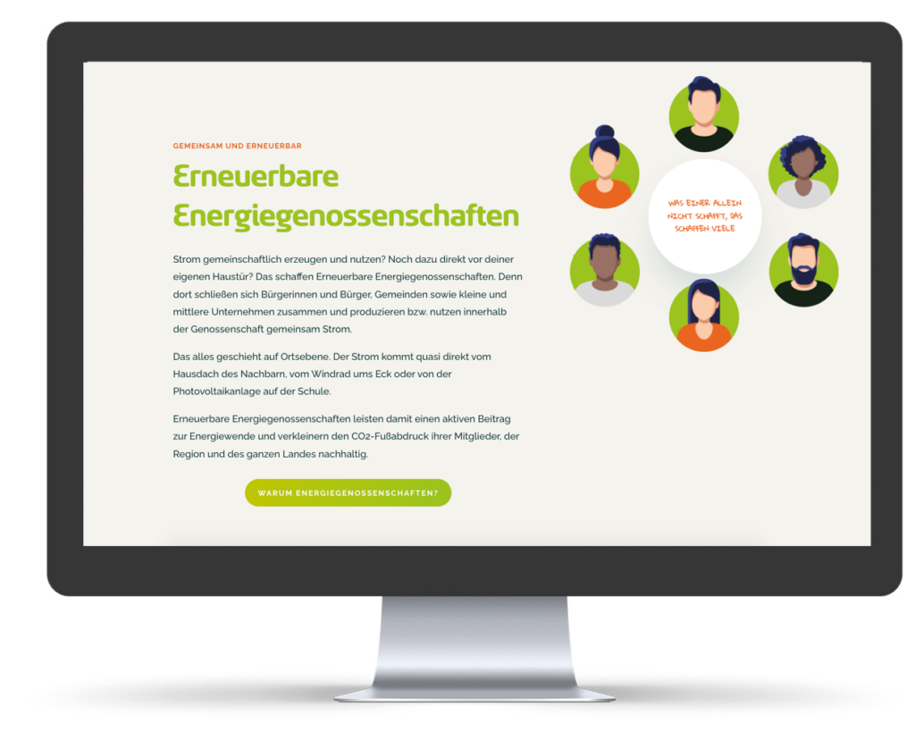 Ansicht der Homepage der Engergienossenschaften