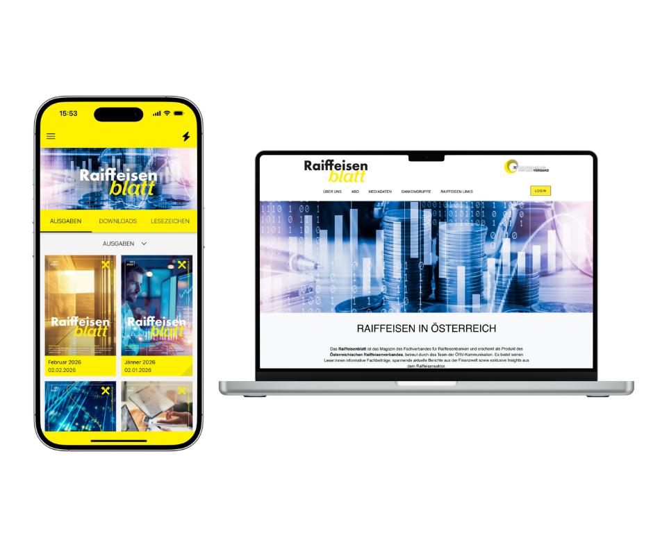 Mochup App und Website Raiffeisenblatt