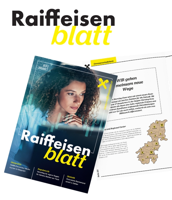 Raiffeisenblatt Magazin Cover und aufgeschlagenes Magazin